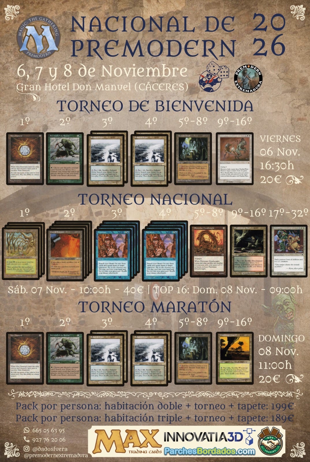 Cartel del Nacional de Premodern 2026 en Cáceres, 6, 7 y 8 de noviembre